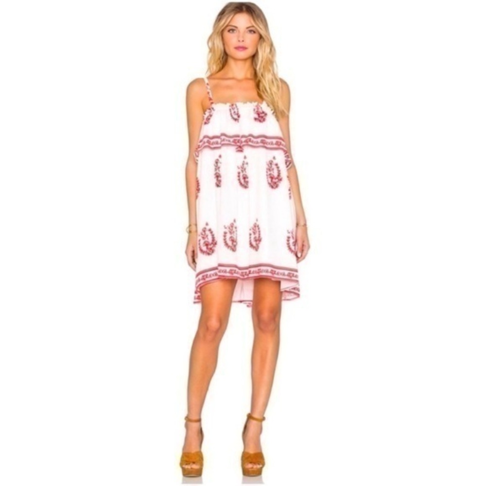 Tularosa Desert Moon Sleeveless Mini Dress in White Red Medallion Print NWT Med